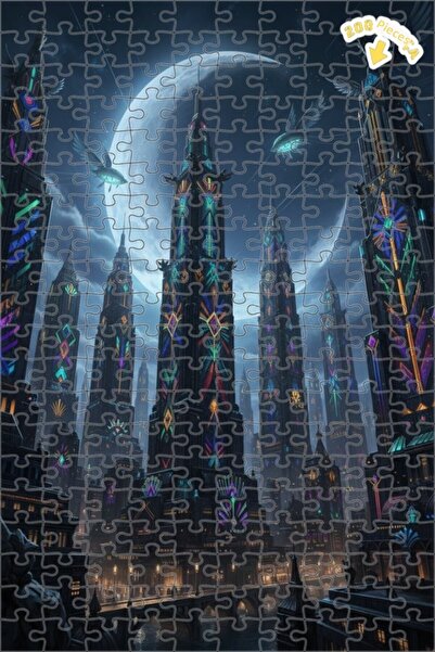 Teona Ahşap لغز خشبي بإطار مزدوج الطبقات بمظهر لوحة زيتية لمنظر مدينة خيالية ...