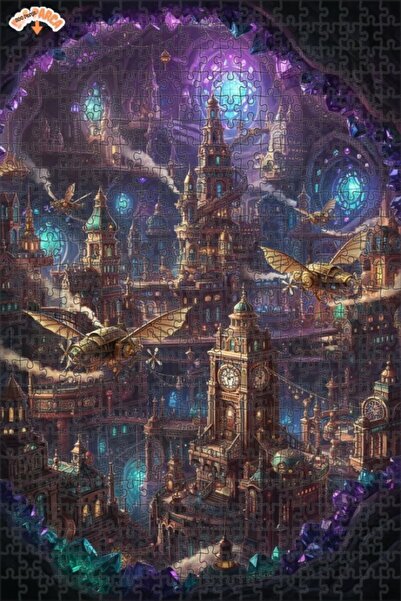 Teona Ahşap لغز خشبي بإطار مزدوج الطبقات من كريستال سيتي ستيمبانك 500 قطعة 50x30