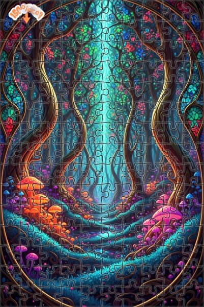 Teona Ahşap لغز خشبي بإطار مزدوج الطبقات بمظهر لوحة زيتية ساحرة للغابة 150 قط...