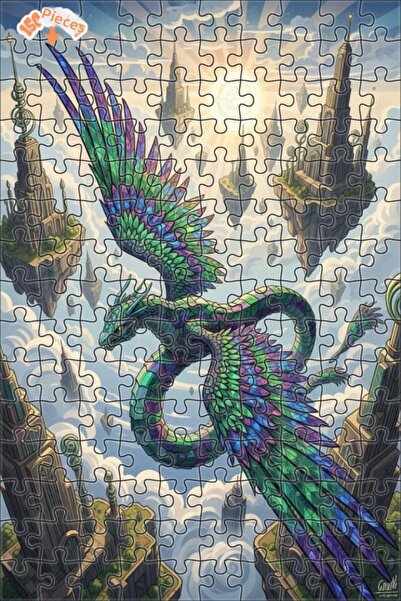 Teona Ahşap ألغاز خشبية بإطار مزدوج الطبقات بتصميم أجنحة ملونة تشبه التنين ال...