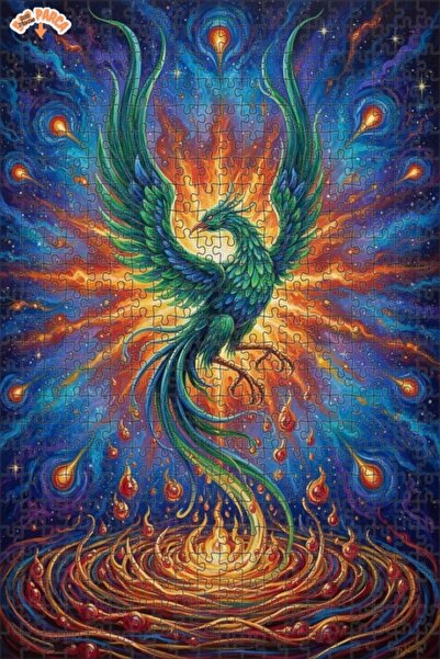 Teona Ahşap لغز فني بمظهر لوحة زيتية لطائر الفينيق الأسطوري 500 قطعة 50×30