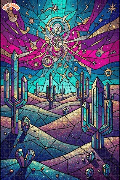 Teona Ahşap لغز خشبي بإطار مزدوج الطبقات بمظهر فسيفساء زجاجية من كريستال واحة...