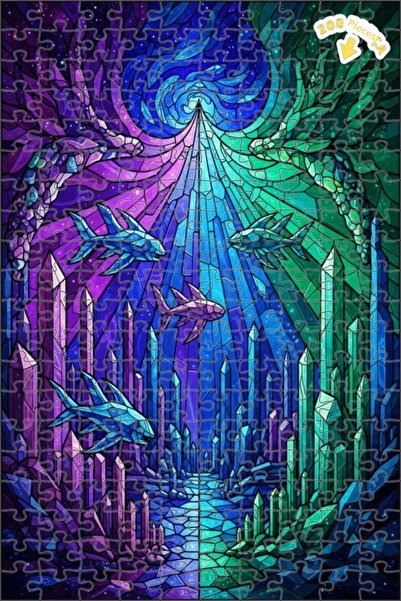 Teona Ahşap لغز خشبي فني من الزجاج الملون على شكل أسماك ملونة من بحر الكريستا...