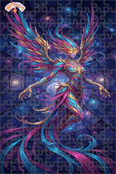 Teona Ahşap لغز خشبي بإطار مزدوج الطبقات بمظهر لوحة زيتية لشخصية فضائية مجنحة...