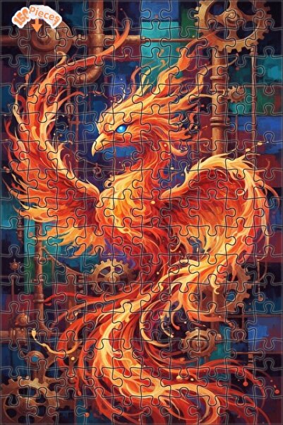 Teona Ahşap لغز خشبي بإطار مزدوج الطبقات بمظهر لوحة زيتية لطائر العنقاء المتو...