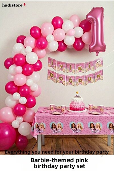 hadistore Barbie Themed Pink Birthday Party Set Balloon Chain Number Foil Tab...