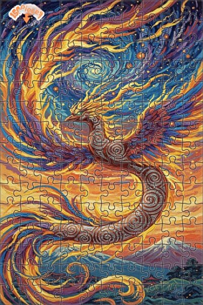 Teona Ahşap لغز خشبي مؤطر بطبقتين بمظهر لوحة زيتية لطائر الفينيق السحري 150 ق...