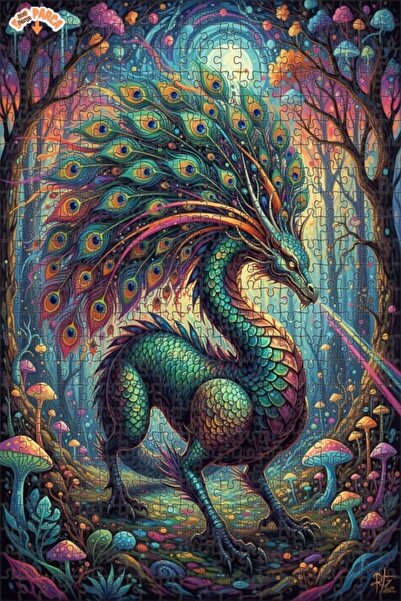 Teona Ahşap لغز خشبي مؤطر بطبقتين بتصميم فني يشبه لوحة زيتية لتنين الغابة الس...