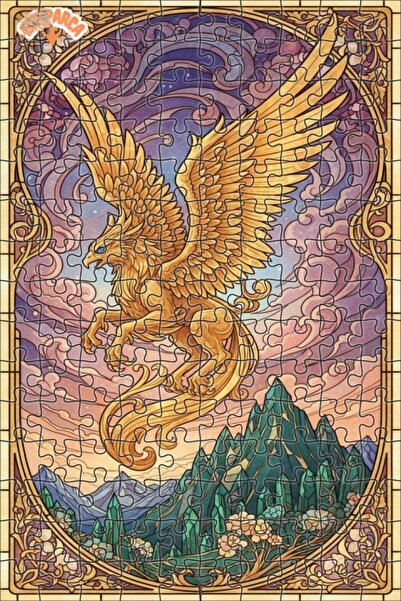Teona Ahşap لغز خشبي بإطار مزدوج الطبقات من Golden Winged Griffin Art 150 قطع...