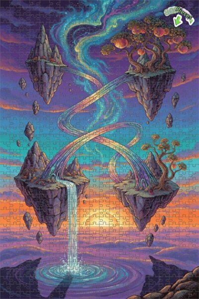 Teona Ahşap لغز خشبي بمظهر لوحة زيتية لشلال الجزيرة الطائرة 800 قطعة 70×50