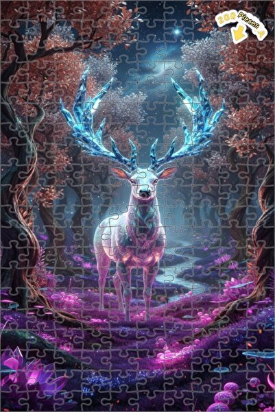 Teona Ahşap لغز فني بتصميم غابة سحرية وشمس الغزلان بمظهر لوحة زيتية 200 قطعة ...