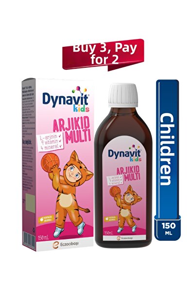 Dynavit شراب أرجيكيد متعدد الاستخدامات للأطفال 150 مل - إل-أرجينين، فيتامينات...