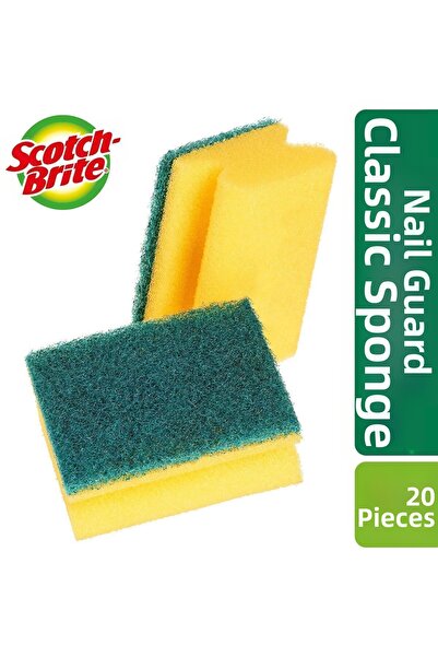 Scotch Brite اسفنجة سكوتش برايت جرين بول 20 قطعة - مع واقي أظافر (5x4)