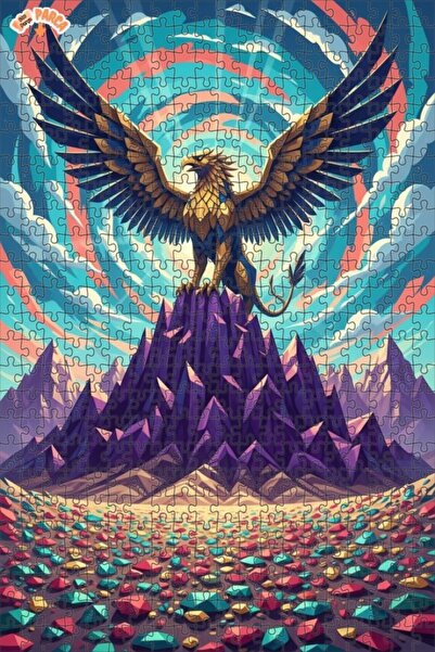 Teona Ahşap Mysterious Griffin Mountain Peak Oil Painting Look Double-Decker ...