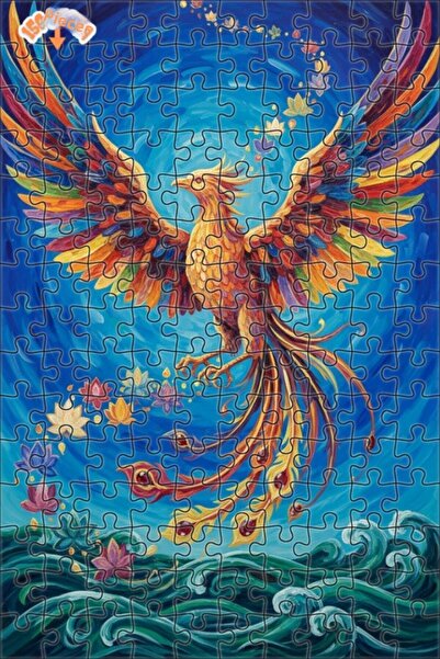 Teona Ahşap Gorgeous Colorful Phoenix Oil Painting Double-Deck Framed Wooden ...