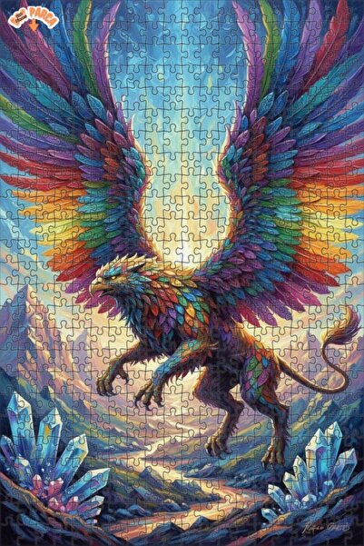 Teona Ahşap Rainbow Winged Griffin Oil Painting Look Art Wooden Puzzle 500 Pi...