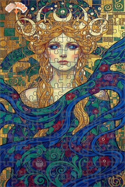 Teona Ahşap Golden-Eyed Woman Oil Painting Look Wooden Puzzle 150 Pieces 20X30