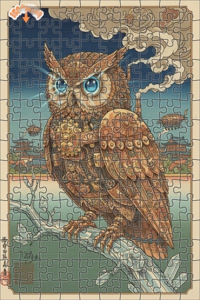 Teona Ahşap Mechanical Owl Art Double Layer Framed Wooden Puzzle 150 Pieces 2...