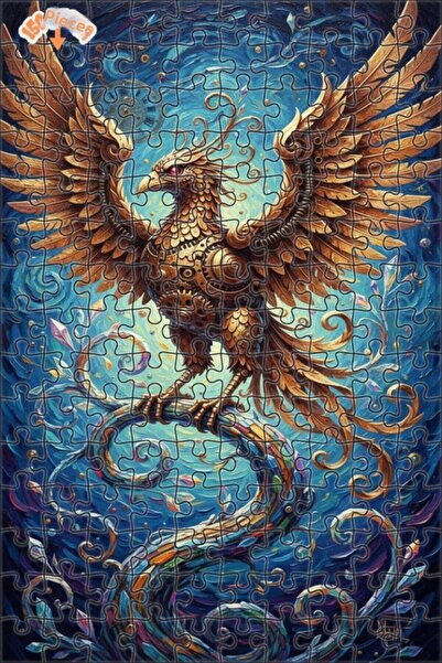 Teona Ahşap Golden Mechanical Phoenix Oil Painting Look Double-Decker Framed ...