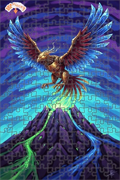 Teona Ahşap Mechanical Phoenix Crystal Winged Double Layer Framed Wooden Puzz...