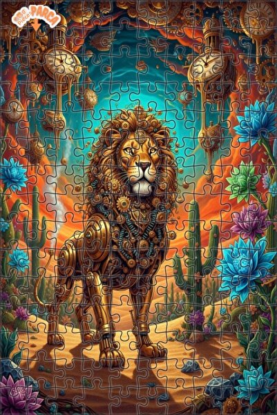 Teona Ahşap Mysterious Desert Journey of the Mechanical Lion Double Layer Fra...