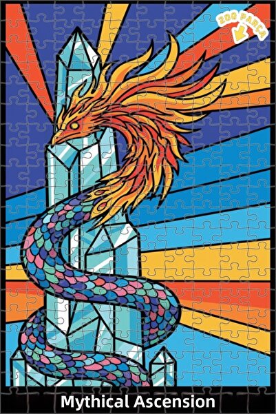 Teona Ahşap لغز خشبي بإطار مزدوج الطبقات بمظهر زجاجي ملون سحري 200 قطعة 25×35