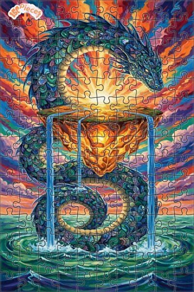 Teona Ahşap لغز فني بمظهر لوحة زيتية لتنين رائع 150 قطعة 20×30