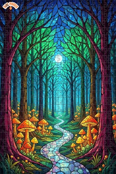 Teona Ahşap لغز خشبي مؤطر بطبقتين من فن الفسيفساء الغابة السحرية 500 قطعة 50x30