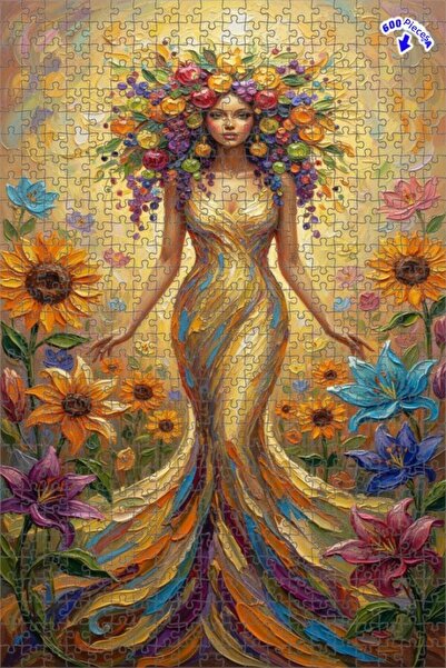 Teona Ahşap لغز خشبي بمظهر لوحة زيتية لملكة الربيع 600 قطعة 50×35