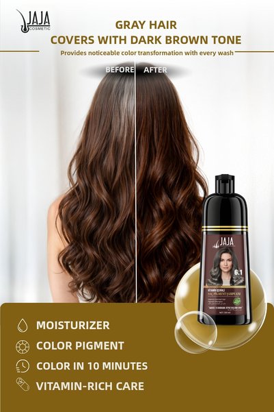 Jaja Ash Dark Brown Hair Pigment Shampoo 6.1 |   300 ml X 3 Pieces & Contains Vitamins