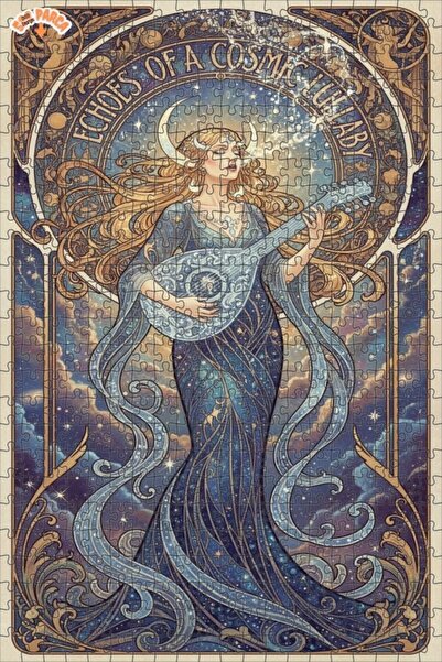 Teona Ahşap Cosmic Melody Oil Painting-Looking Art Trend Double-Deck Framed W...