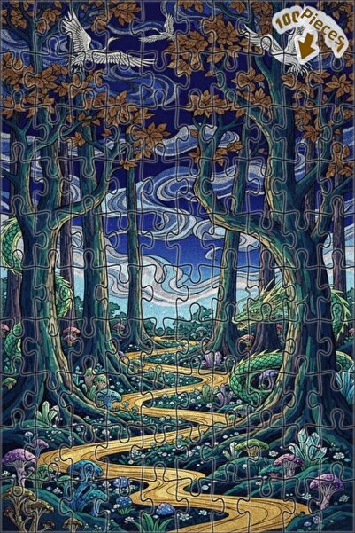 Teona Ahşap لغز خشبي مؤطر مكون من طابقين، لوحة زيتية بتصميم تنين الغابة الغام...