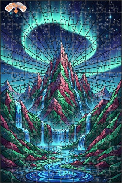 Teona Ahşap ألغاز خشبية مؤطرة بطبقتين بتصميم فني من الزجاج الملون لشلالات الج...