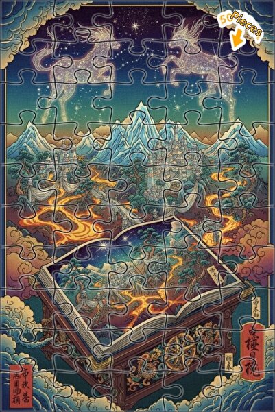 Teona Ahşap لغز خشبي بإطار مزدوج الطبقات من يونيكورن تيلز، 50 قطعة، 15×25