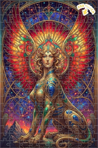 Teona Ahşap لغز خشبي مؤطر بطبقتين من طراز أبو الهول السماوي 200 قطعة 25x35