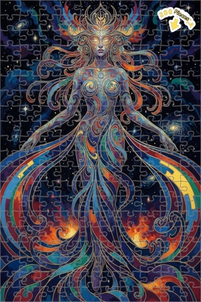 Teona Ahşap لغز خشبي بإطار مزدوج الطبقات مع شخصية فنان الطاقة الكونية القديمة...