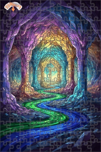 Teona Ahşap لغز خشبي بإطار مزدوج الطبقات بمظهر نهر الكهف الكريستالي الملون با...