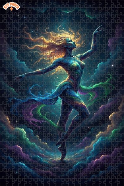 Teona Ahşap لغز خشبي بتصميم راقص فضائي بمظهر لوحة زيتية، لغز خشبي بإطار مزدوج...