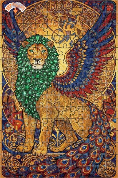 Teona Ahşap لوحة فنية زيتية لأسد مجنح، عمل فني بإطار خشبي مزدوج الطبقات، لغز ...