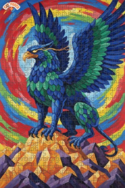 Teona Ahşap لوحة زيتية لخلية ميستيك جريفين الأسطورية، لغز خشبي بإطار مزدوج ال...