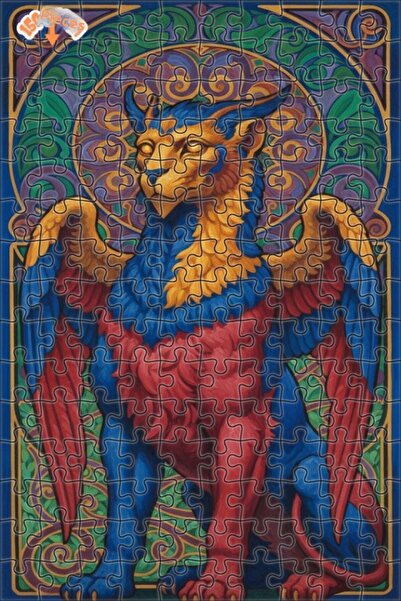 Teona Ahşap لوحة فنية ذات مظهر زيتية على طراز غريفين الأساطيرية، لغز خشبي بإط...