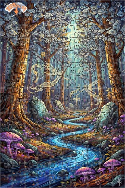 Teona Ahşap لغز خشبي مؤطر بطبقتين بمظهر لوحة زيتية لجنية الغابة الغامضة 150 ق...