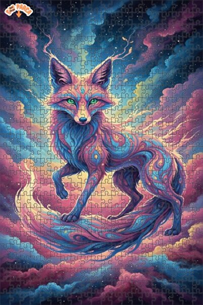Teona Ahşap لغز خشبي بمظهر لوحة زيتية لثعلب بري يطير في ألوان غامضة 500 قطعة ...