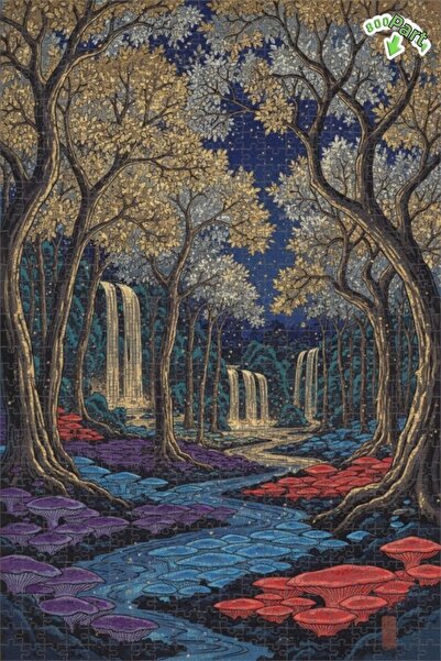 Teona Ahşap لغز خشبي بمظهر لوحة زيتية لشلالات الغابة الغامضة 800 قطعة 70×50