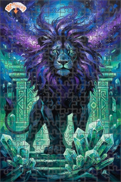 Teona Ahşap لغز خشبي بإطار مزدوج الطبقات بمظهر لوحة زيتية للأسد الملكي الفلكي...