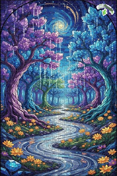 Teona Ahşap لغز خشبي بإطار مزدوج الطبقات من الفن الزجاجي الملون من كريستال أو...