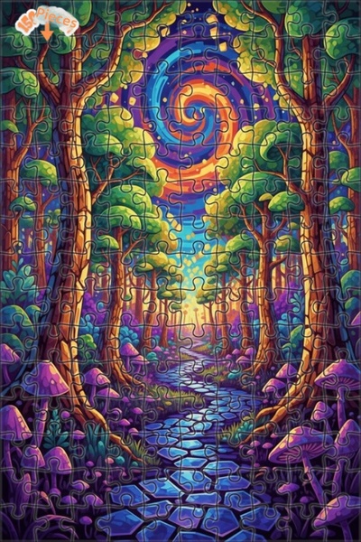 Teona Ahşap لغز خشبي مؤطر بطبقتين من مسار الغابة السحرية 150 قطعة 20x30