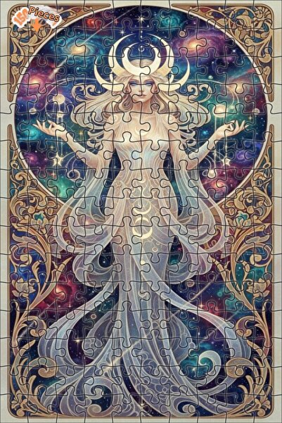 Teona Ahşap لوحة فنية تصور الآلهة الكونية الغامضة بمظهر الزيت، 150 قطعة، 20×30