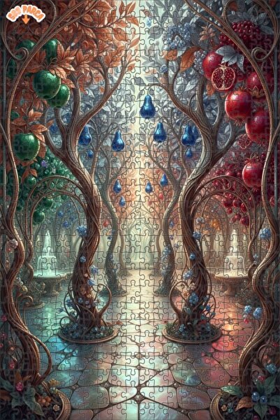 Teona Ahşap لوحة فنية بتأثير الزيت من ميستيك فروت جاردن، بازل خشبي بإطار ذو ط...