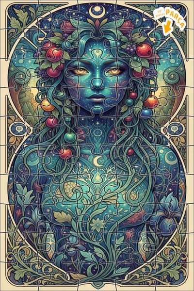 Teona Ahşap لغز خشبي مؤطر بطبقتين بمظهر لوحة زيتية لإلهة الطبيعة الغامضة 50 ق...